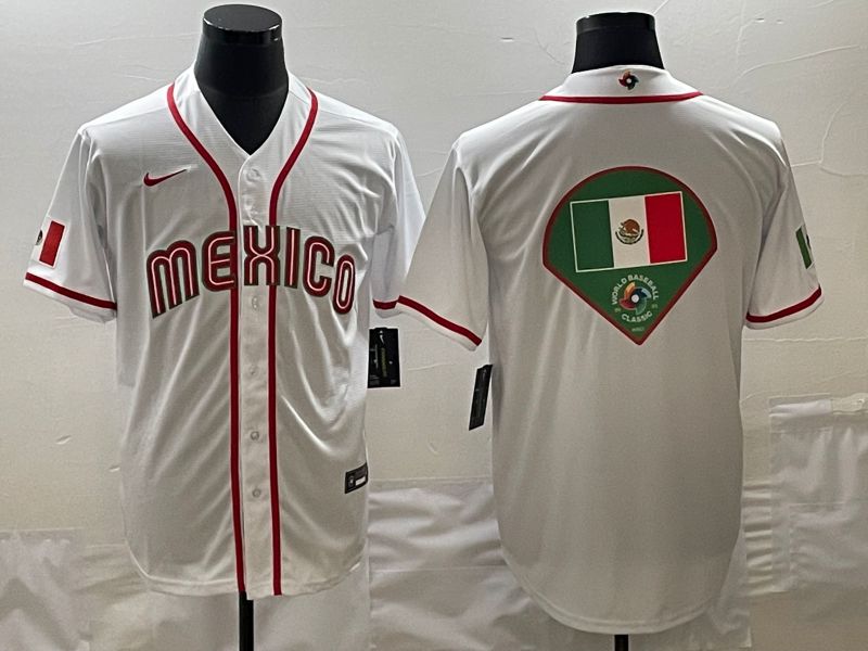 Men 2023 World Cub Mexico Blank White green Nike MLB Jersey